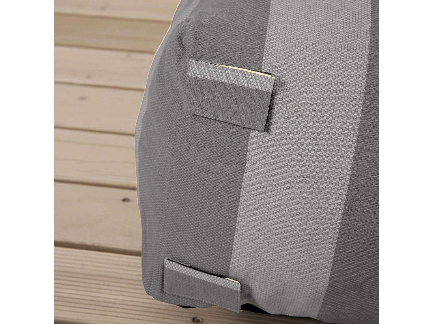 Canapé d'angle rayé de jardin modulable 4 places gris