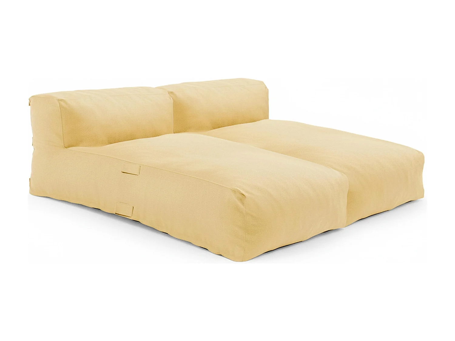 Salon de jardin modulable avec 2 méridiennes jaune clair