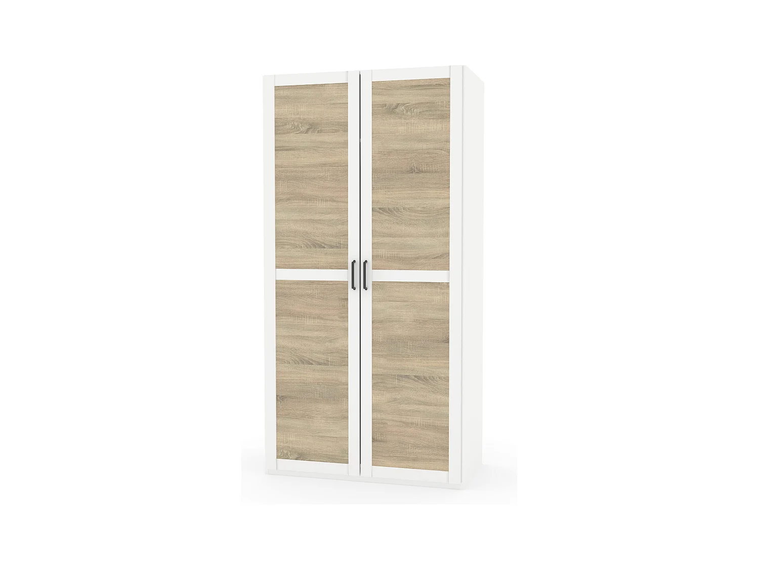 Armoire Placard de rangement de 2 portes réversible coloris Blanc/cambrien - Longueur 100 x Profondeur 50 x Hauteur 200 cm