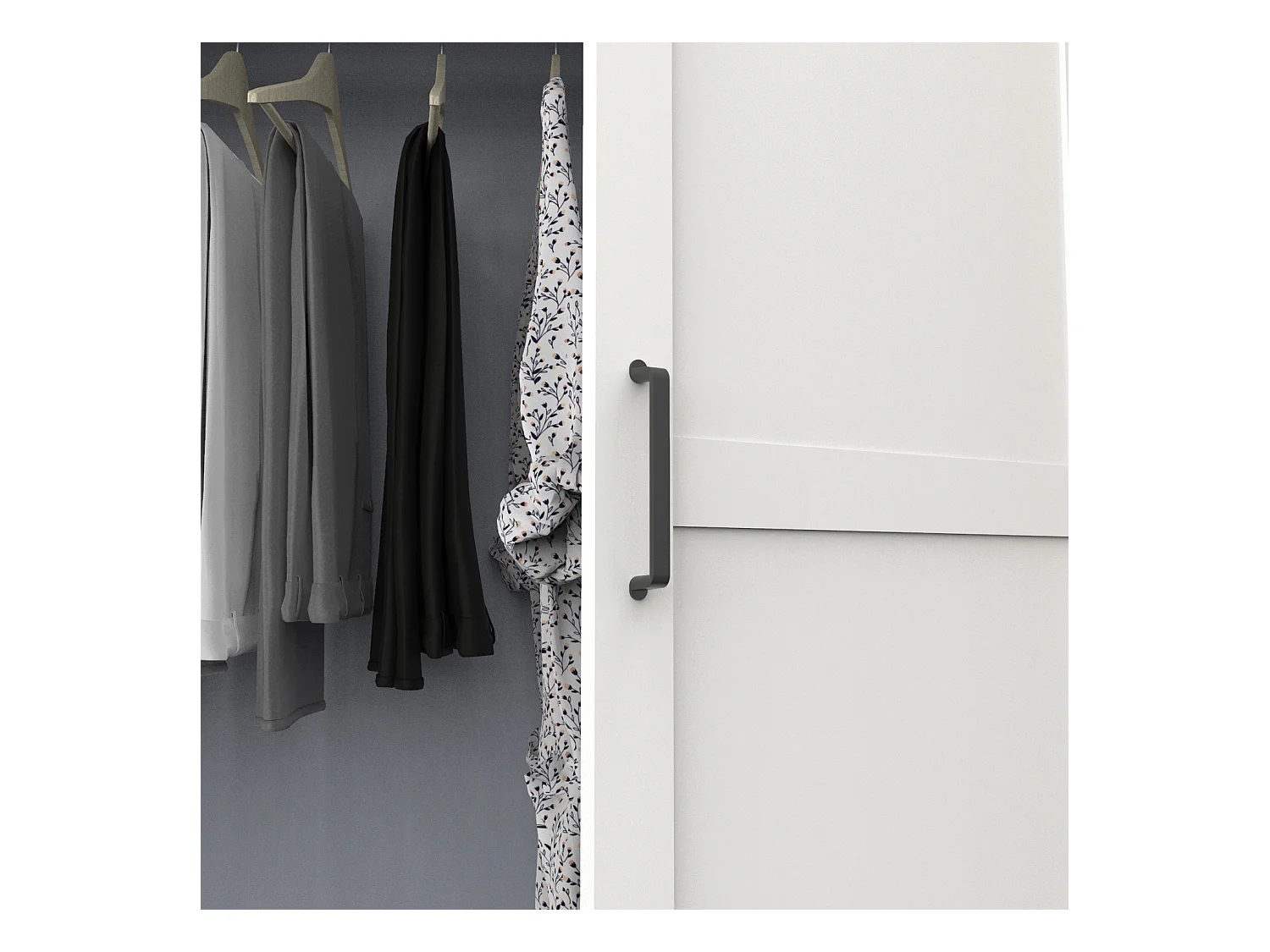 Armoire Placard de rangement de 2 portes réversible coloris Blanc/cambrien - Longueur 100 x Profondeur 50 x Hauteur 200 cm