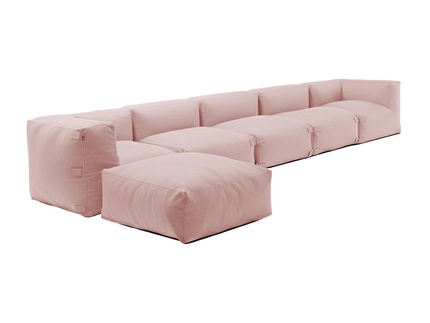 Canapé d'angle modulable 6 places rose poudré