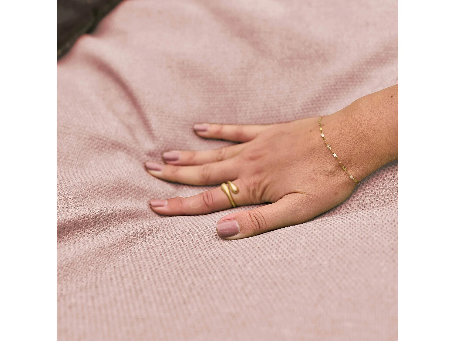 Canapé d'angle modulable 6 places rose poudré