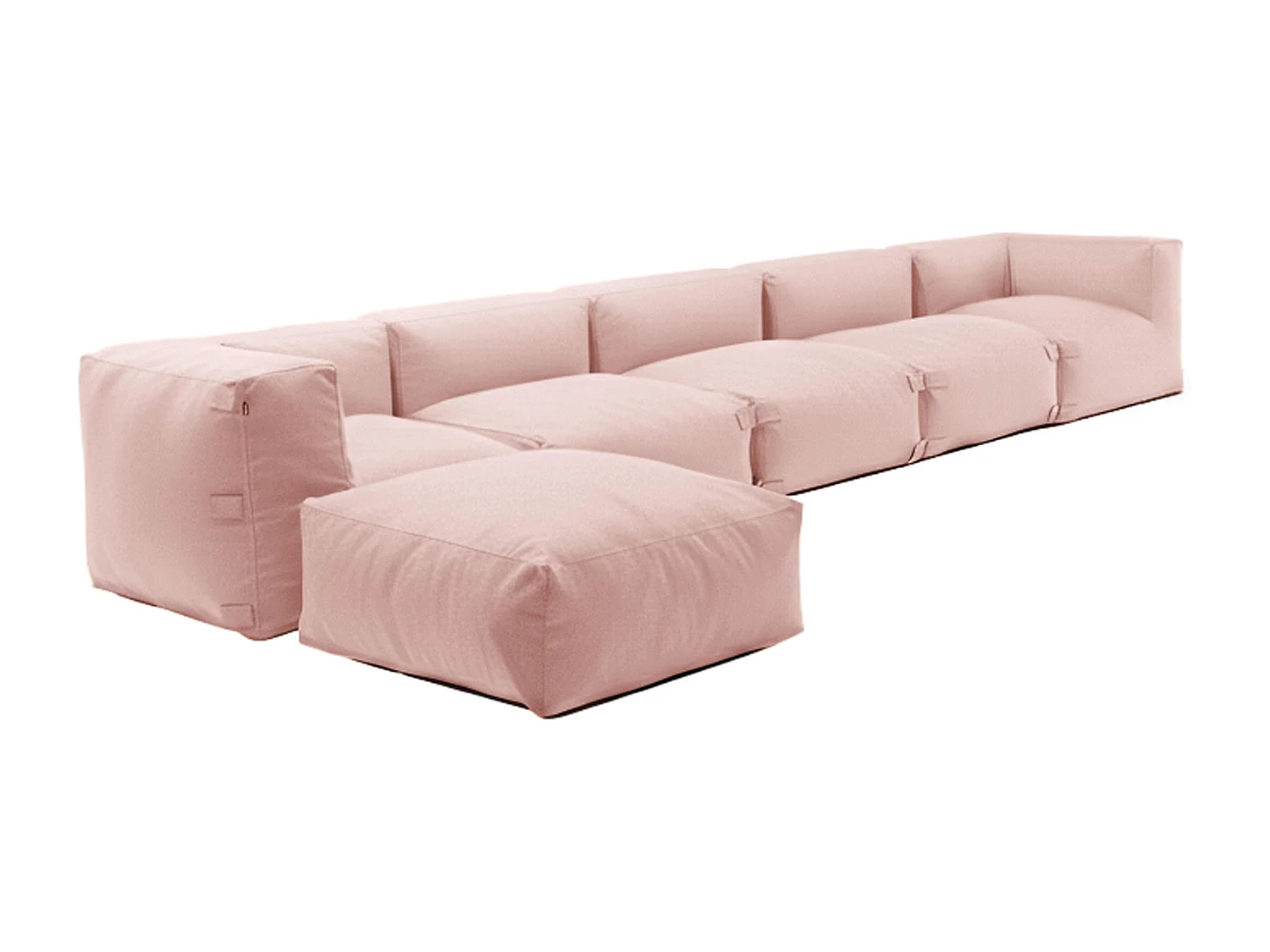 Canapé d'angle modulable 6 places rose poudré