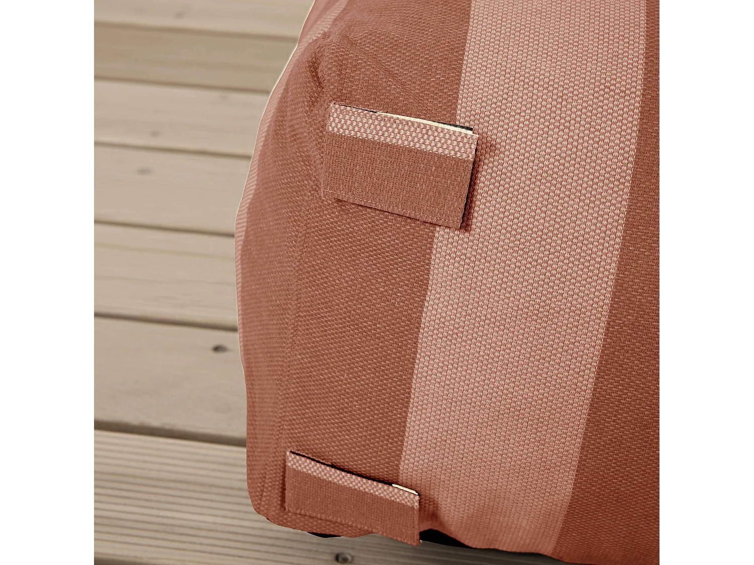 Canapé d'angle rayé de jardin modulable 4 places terracotta