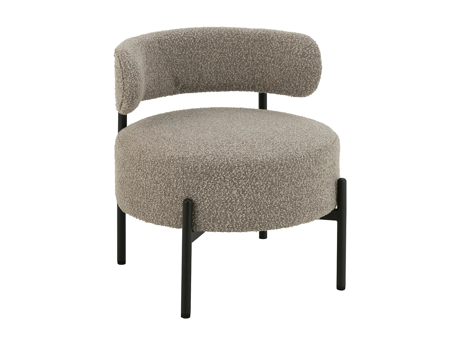 Fauteuil Lounge en Tissu Bouclé "Aldo" 67cm Gris