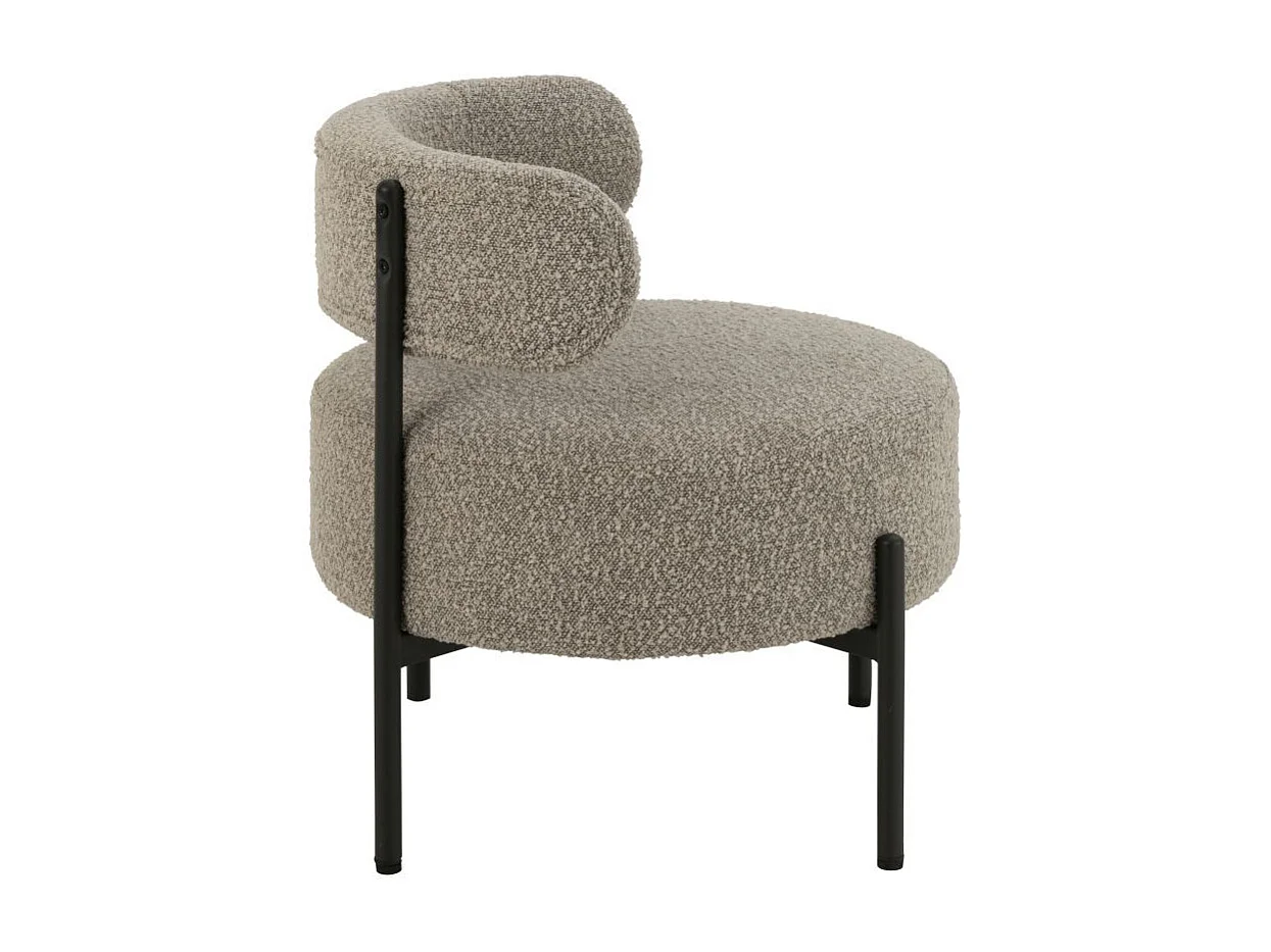 Fauteuil Lounge en Tissu Bouclé "Aldo" 67cm Gris