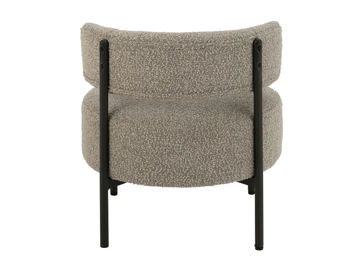 Fauteuil Lounge en Tissu Bouclé "Aldo" 67cm Gris