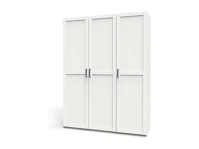 Armoire Placard de rangement avec 3 portes réversible coloris Blanc/cambrien - Longueur 150 x Profondeur 50 x Hauteur 200 cm