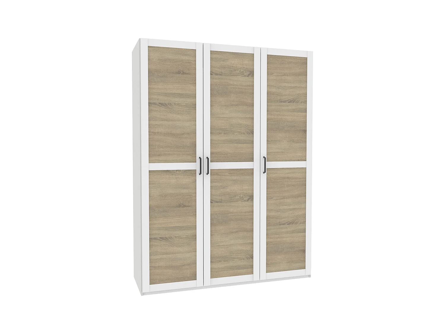 Armoire Placard de rangement avec 3 portes réversible coloris Blanc/cambrien - Longueur 150 x Profondeur 50 x Hauteur 200 cm