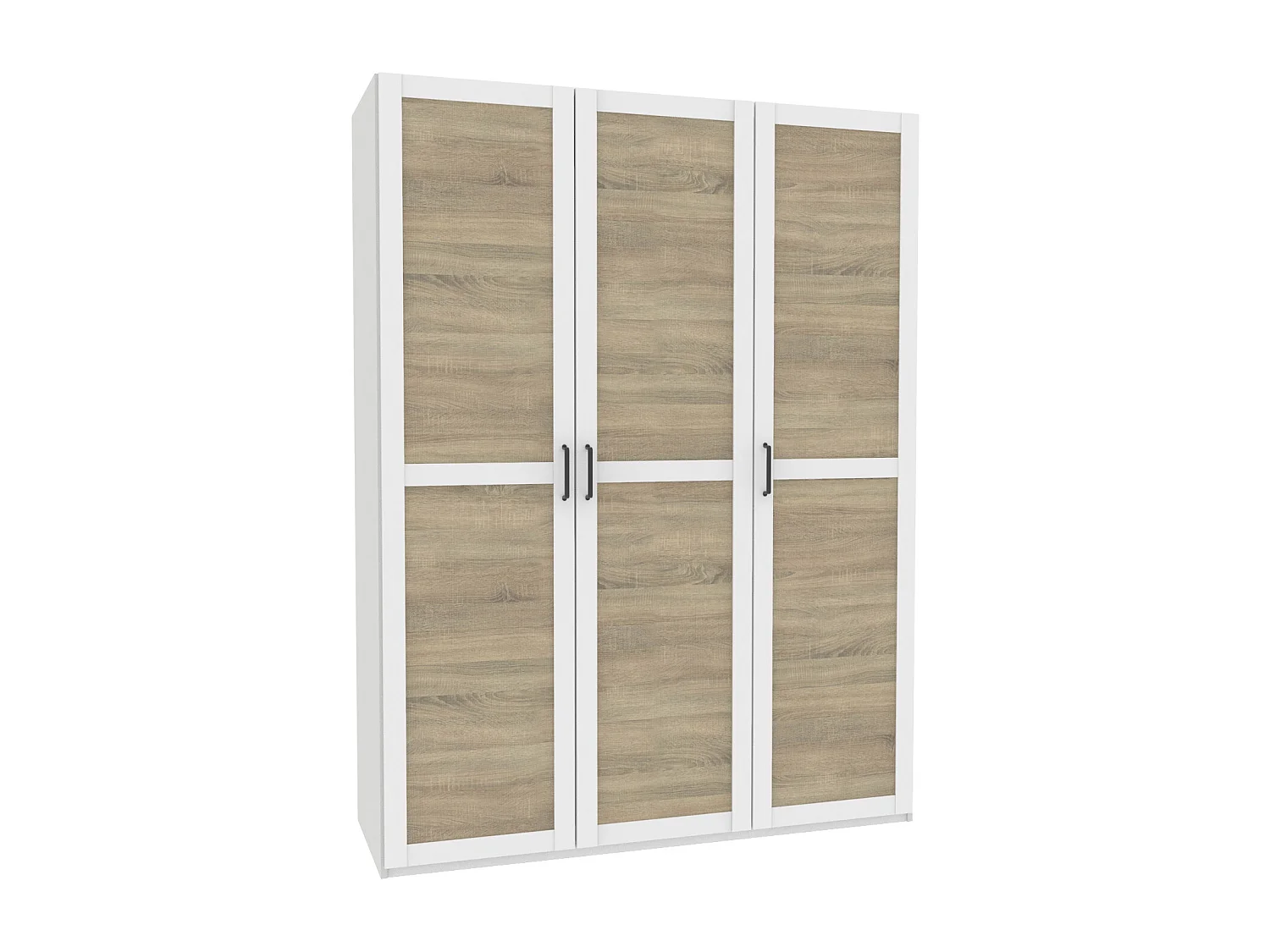 Armoire Placard de rangement avec 3 portes réversible coloris Blanc/cambrien - Longueur 150 x Profondeur 50 x Hauteur 200 cm