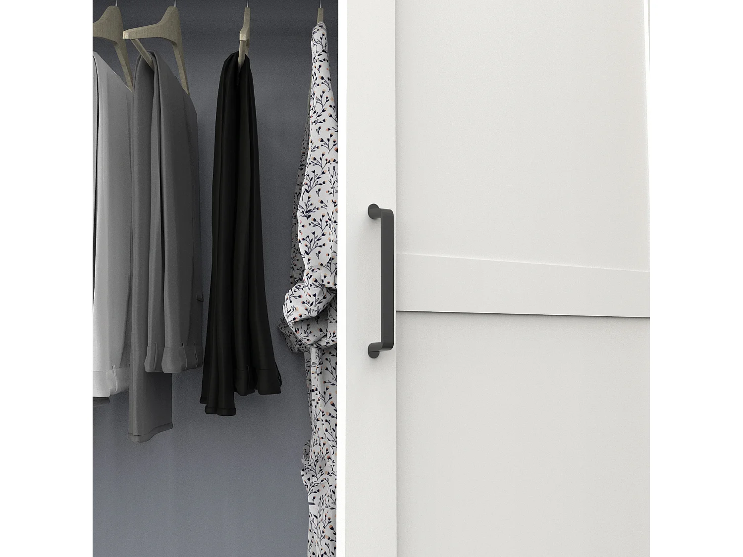 Armoire Placard de rangement avec 3 portes réversible coloris Blanc/cambrien - Longueur 150 x Profondeur 50 x Hauteur 200 cm