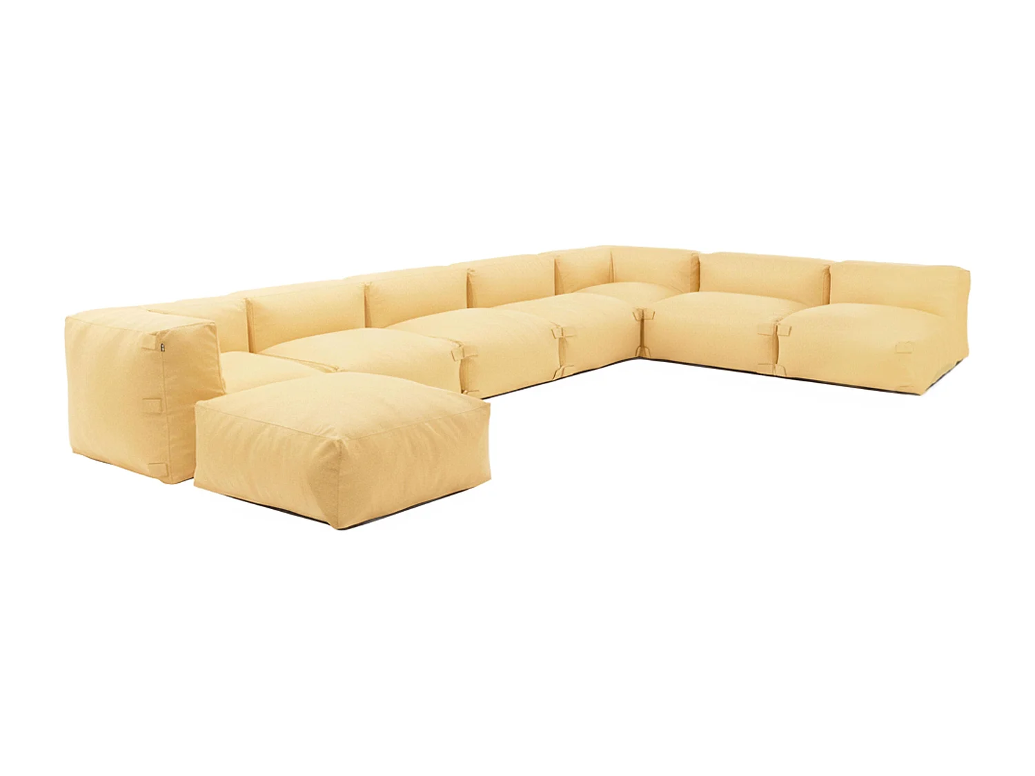 Canapé d'angle modulable 8 places  jaune clair