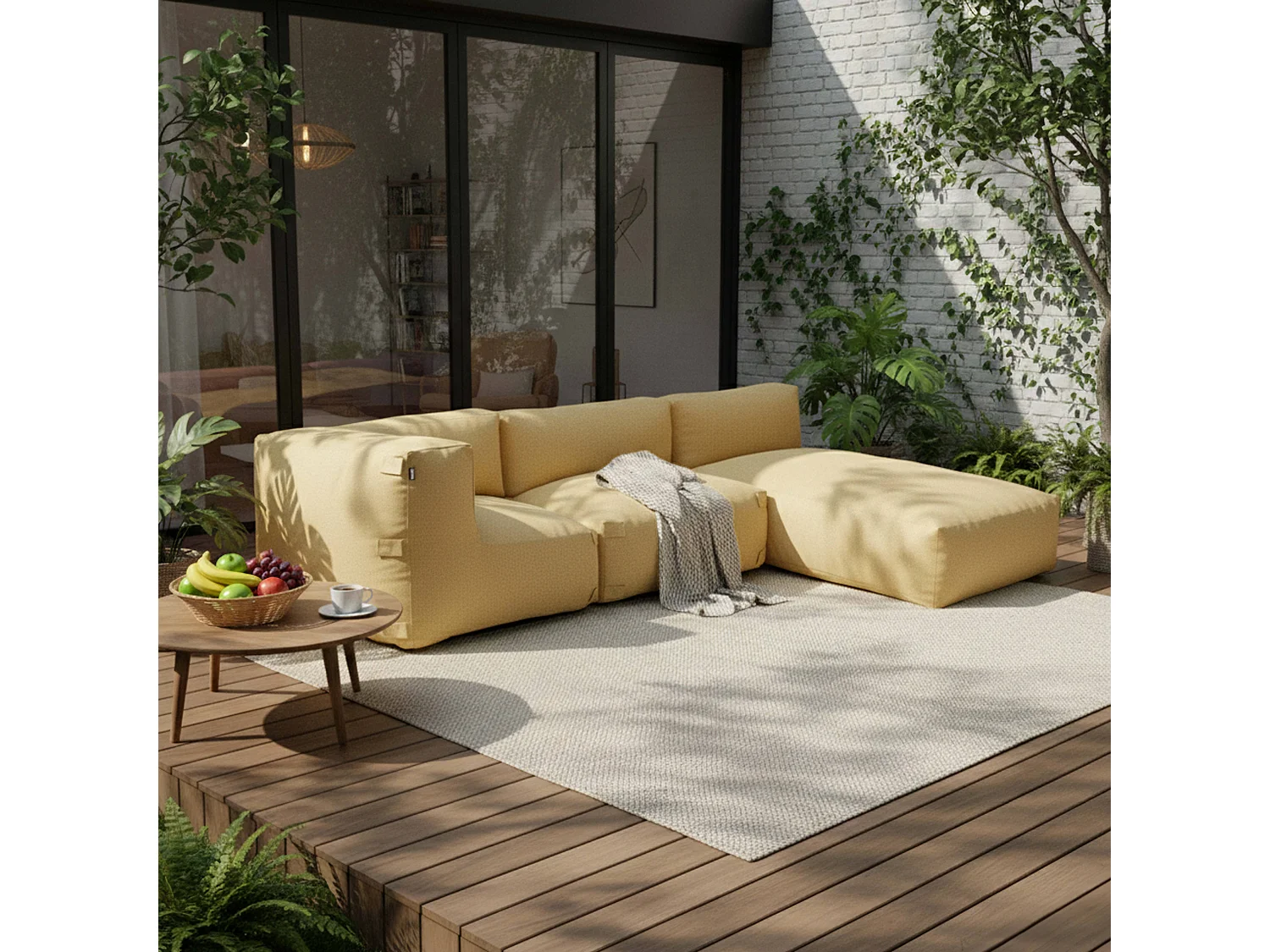 Salon de jardin modulable 3 places jaune clair
