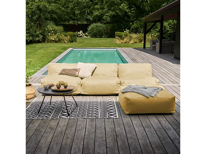 Canapé d'angle fixe modulable 4 places jaune clair