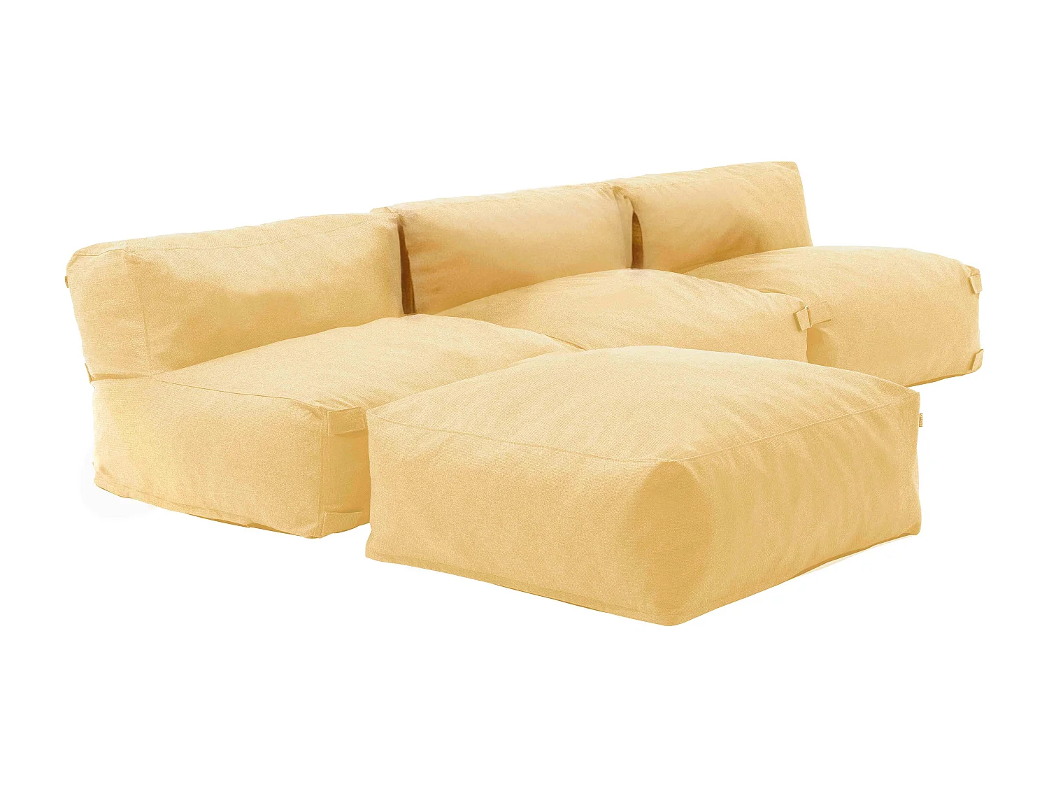 Canapé d'angle fixe modulable 4 places jaune clair