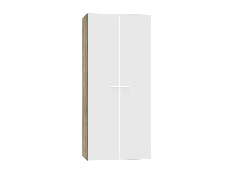 Armoire 2 Portes placard de rangement coloris Blanc/ Chêne Cambrien - Longueur 79 x Profondeur 52 x Hauteur 180 cm