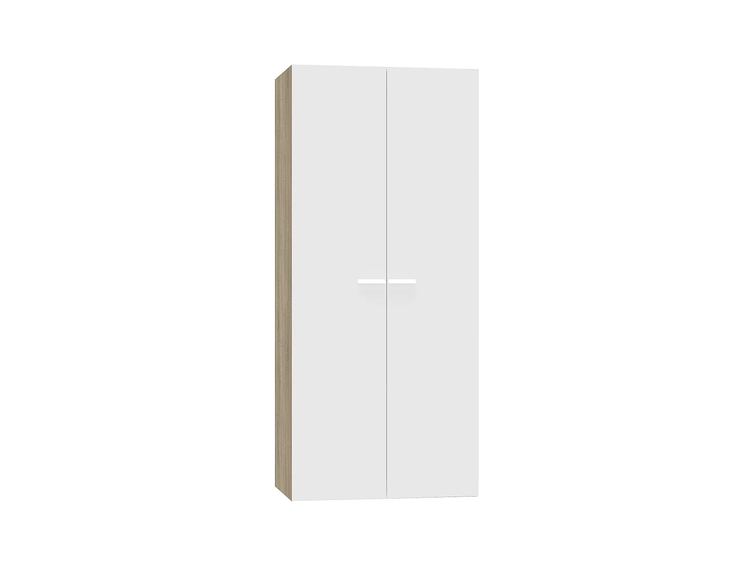 Armoire 2 Portes placard de rangement coloris Blanc/ Chêne Cambrien - Longueur 79 x Profondeur 52 x Hauteur 180 cm