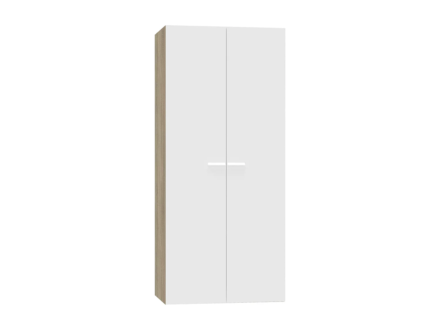 Armoire 2 Portes placard de rangement coloris Blanc/ Chêne Cambrien - Longueur 79 x Profondeur 52 x Hauteur 180 cm