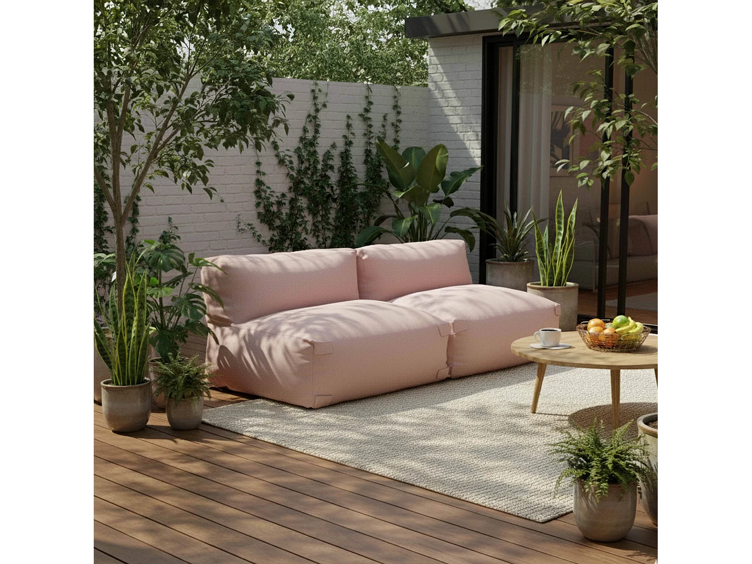 Salon de jardin modulable 2 places rose poudré