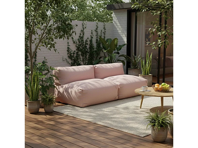 Salon de jardin modulable 2 places rose poudré
