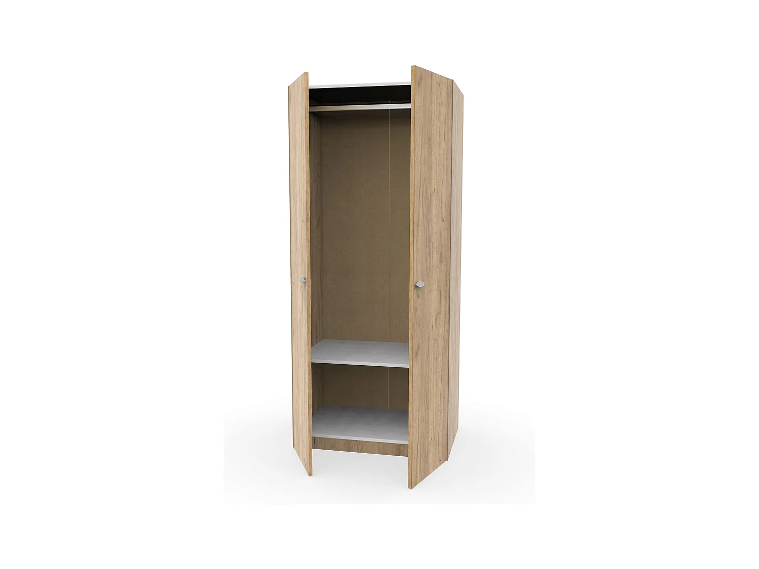 Armoire 2 Portes placard de rangement coloris Chêne - Longueur 79 x Profondeur 52 x Hauteur 180 cm