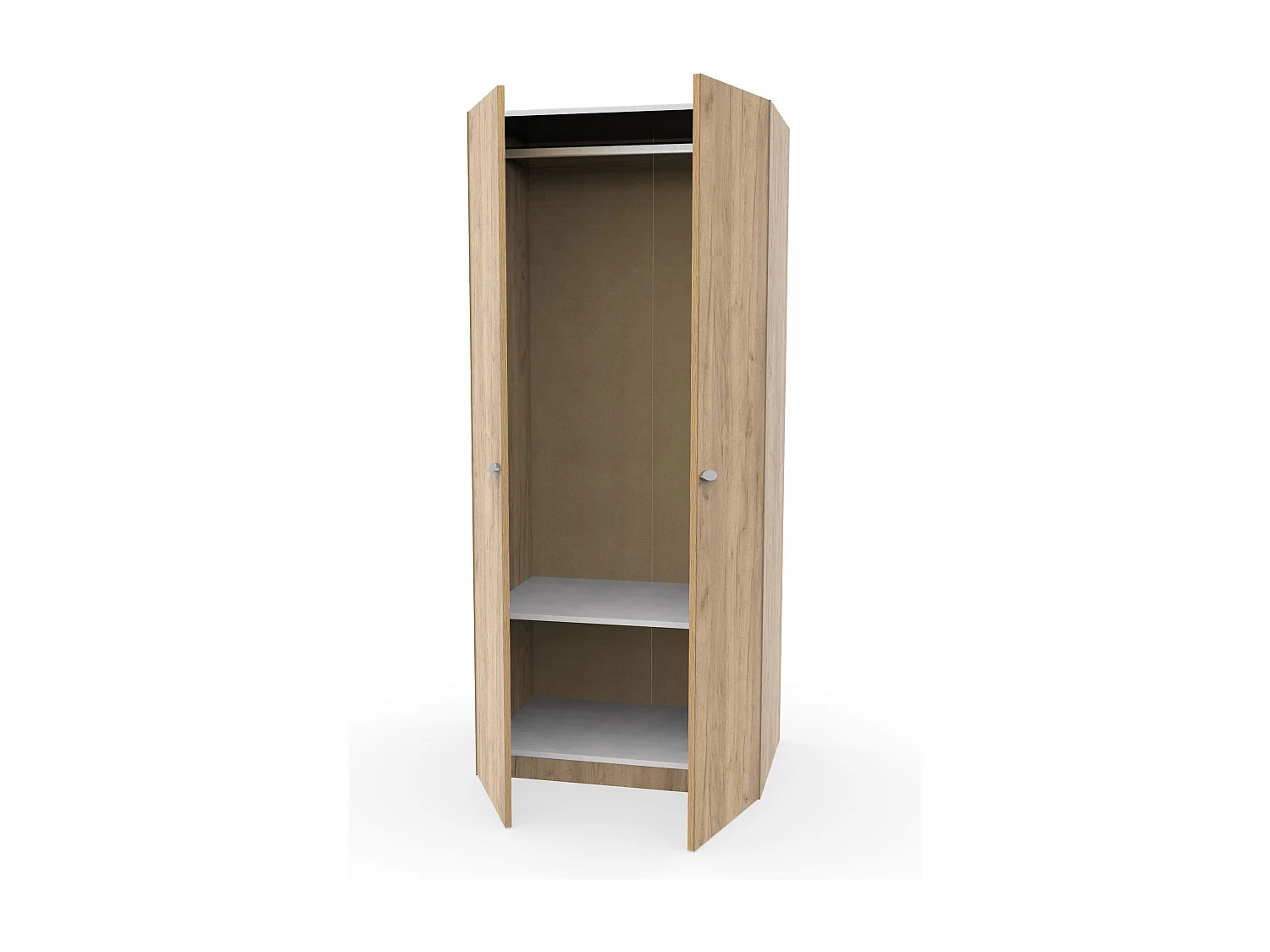 Armoire 2 Portes placard de rangement coloris Chêne - Longueur 79 x Profondeur 52 x Hauteur 180 cm