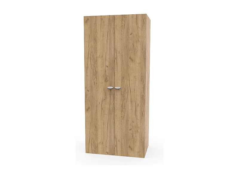 Armoire 2 Portes placard de rangement coloris Chêne - Longueur 79 x Profondeur 52 x Hauteur 180 cm
