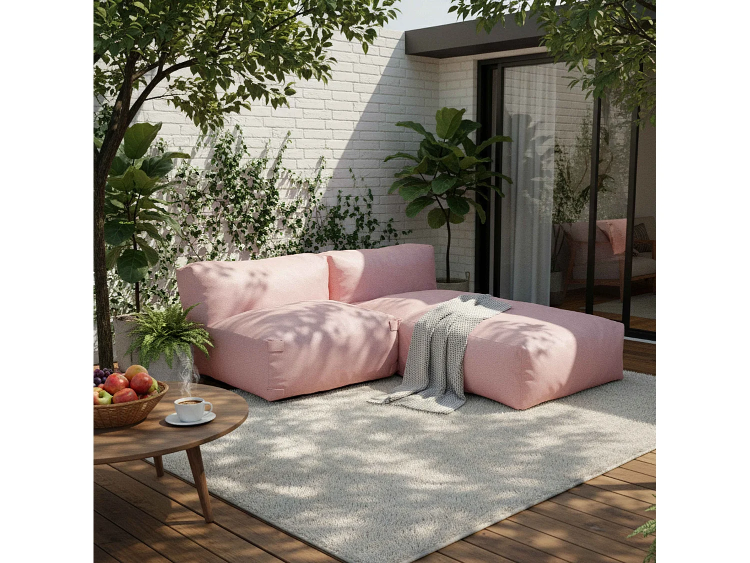 Salon de jardin modulable 2 places rose poudré