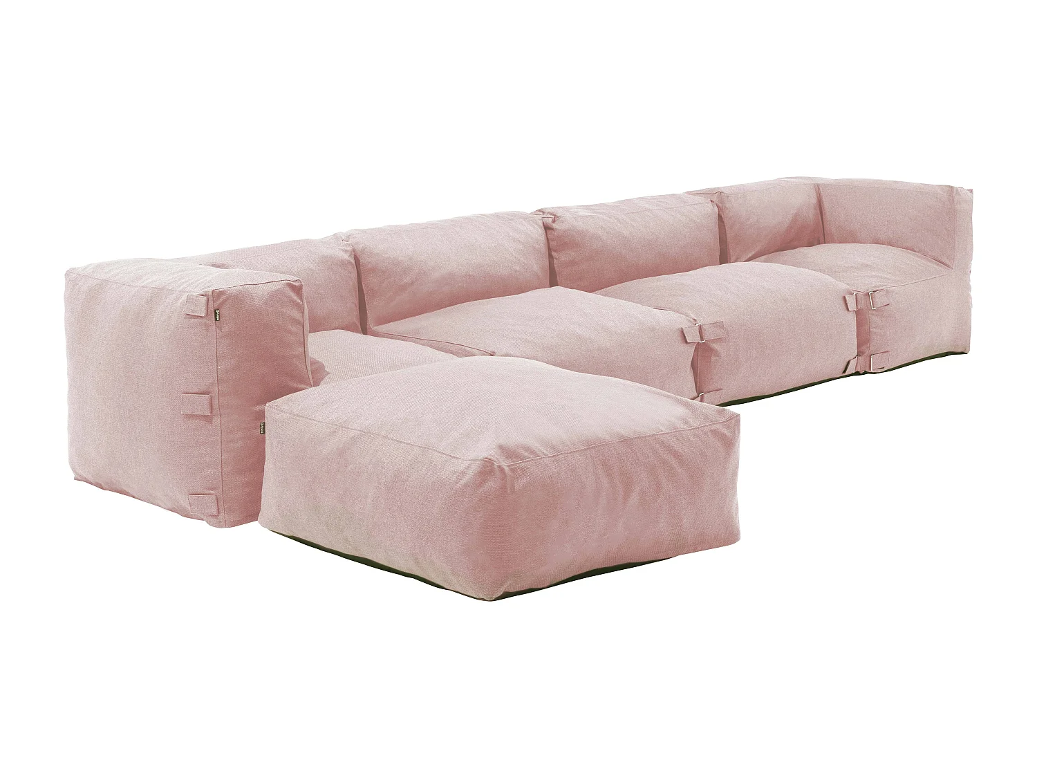 Canapé d'angle modulable 5 places rose poudré