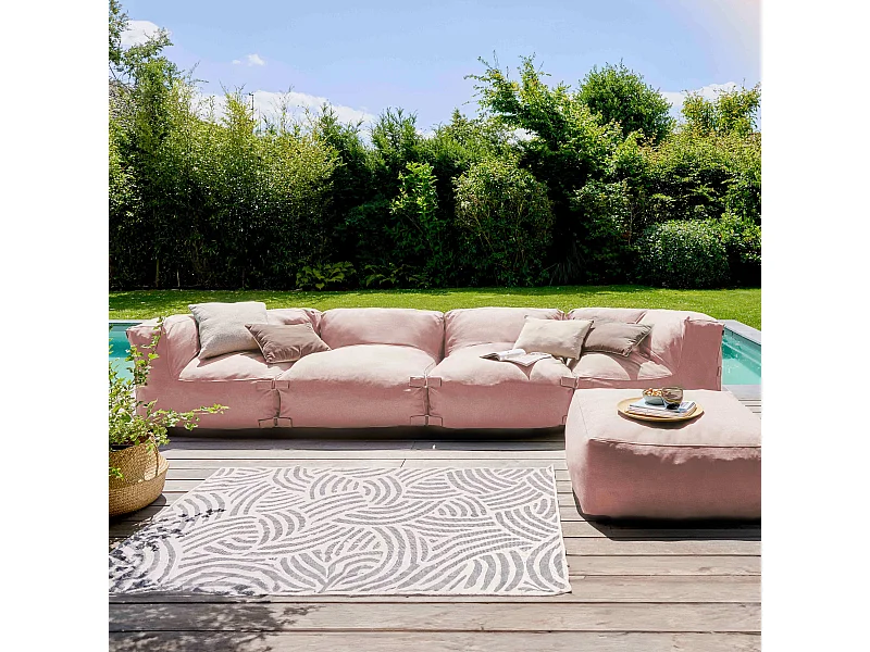 Canapé d'angle modulable 5 places rose poudré