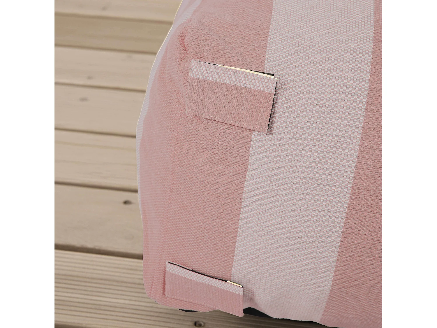 Canapé d'angle rayé de jardin modulable 4 places rose poudré