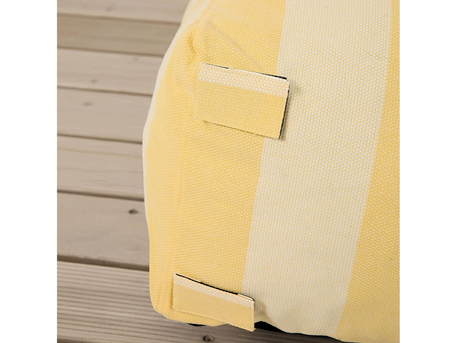 Canapé d'angle rayé de jardin modulable 4 places jaune clair