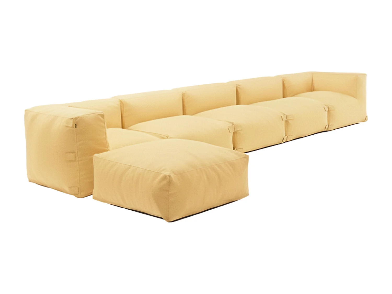 Canapé d'angle modulable 6 places jaune clair