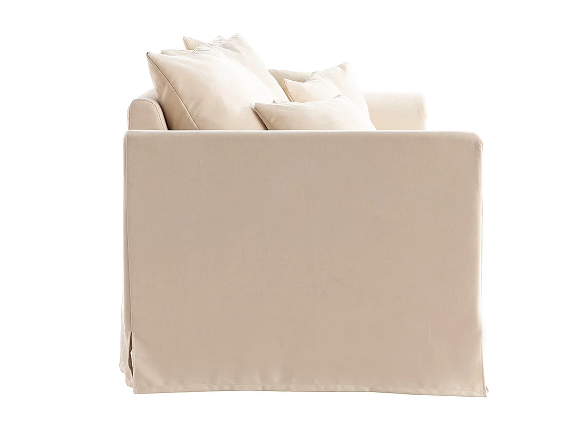 Canapé déhoussable 3 places en tissu écru FEVER