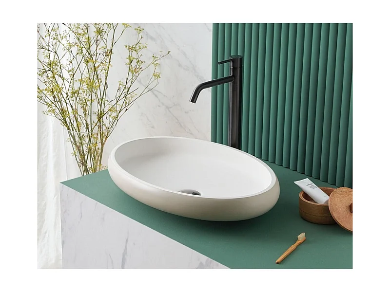 Lavabo ovalado para encimera en Sanydur ESLIDA  60 x 40 cm