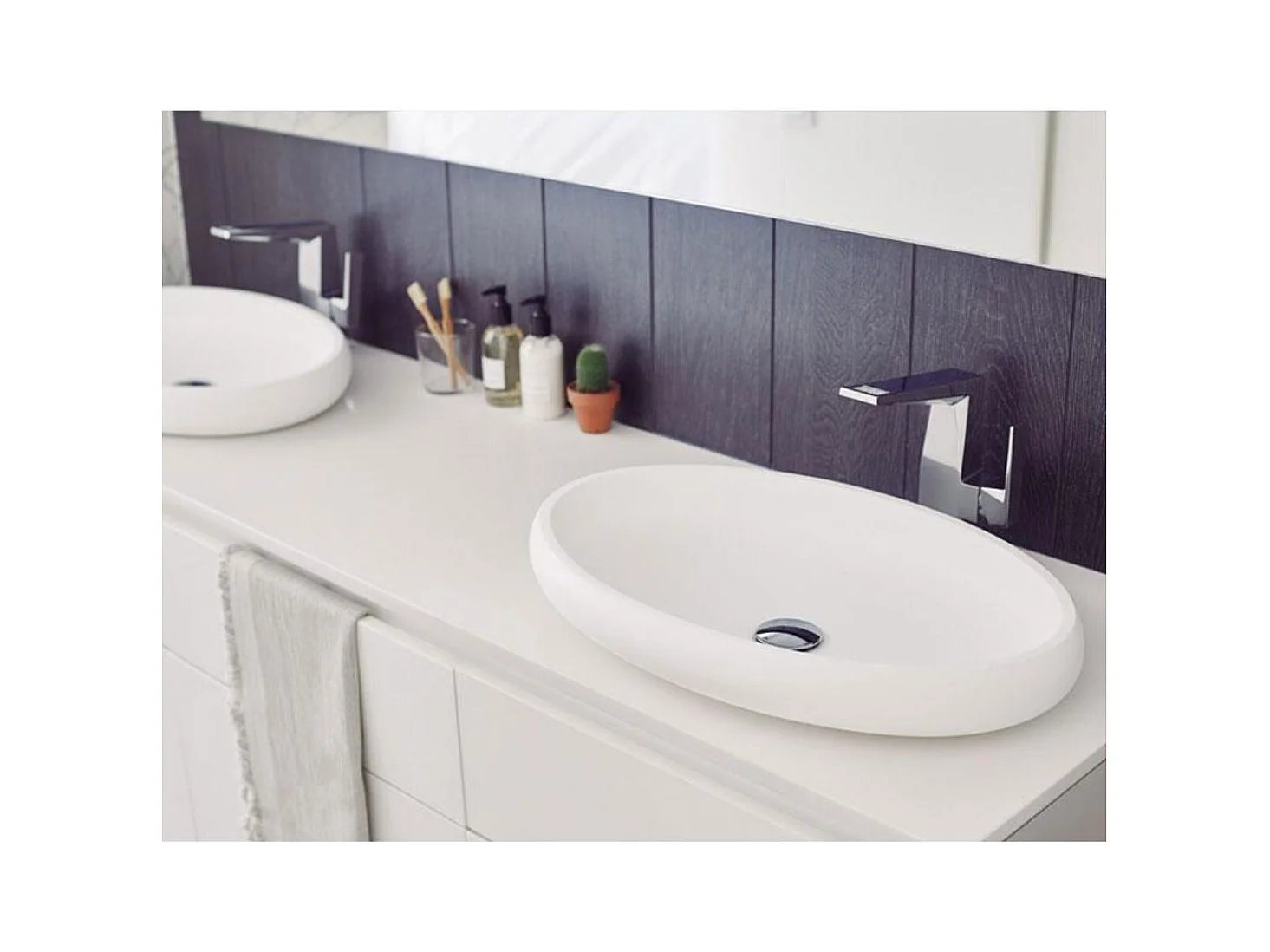 Lavabo ovalado para encimera en Sanydur ESLIDA  60 x 40 cm