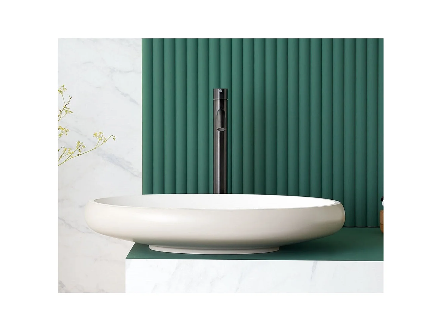 Lavabo ovalado para encimera en Sanydur ESLIDA  60 x 40 cm