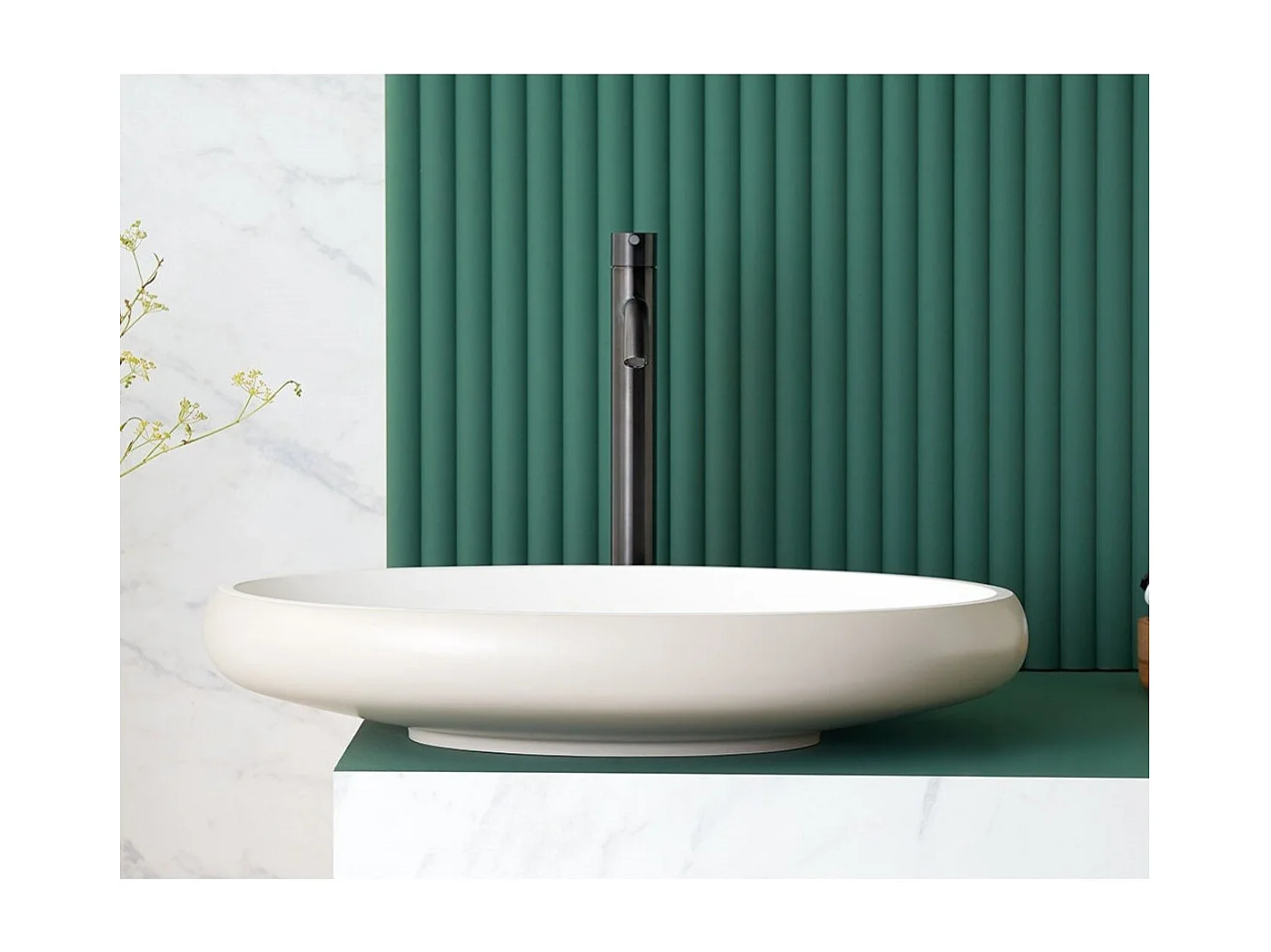 Ovales Aufsatzwaschbecken aus Sanydur ESLIDA 60 x 40 cm