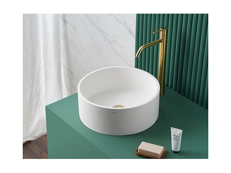 Lavabo redondo para encimera en Sanydur LUCENA  Ø40 cm