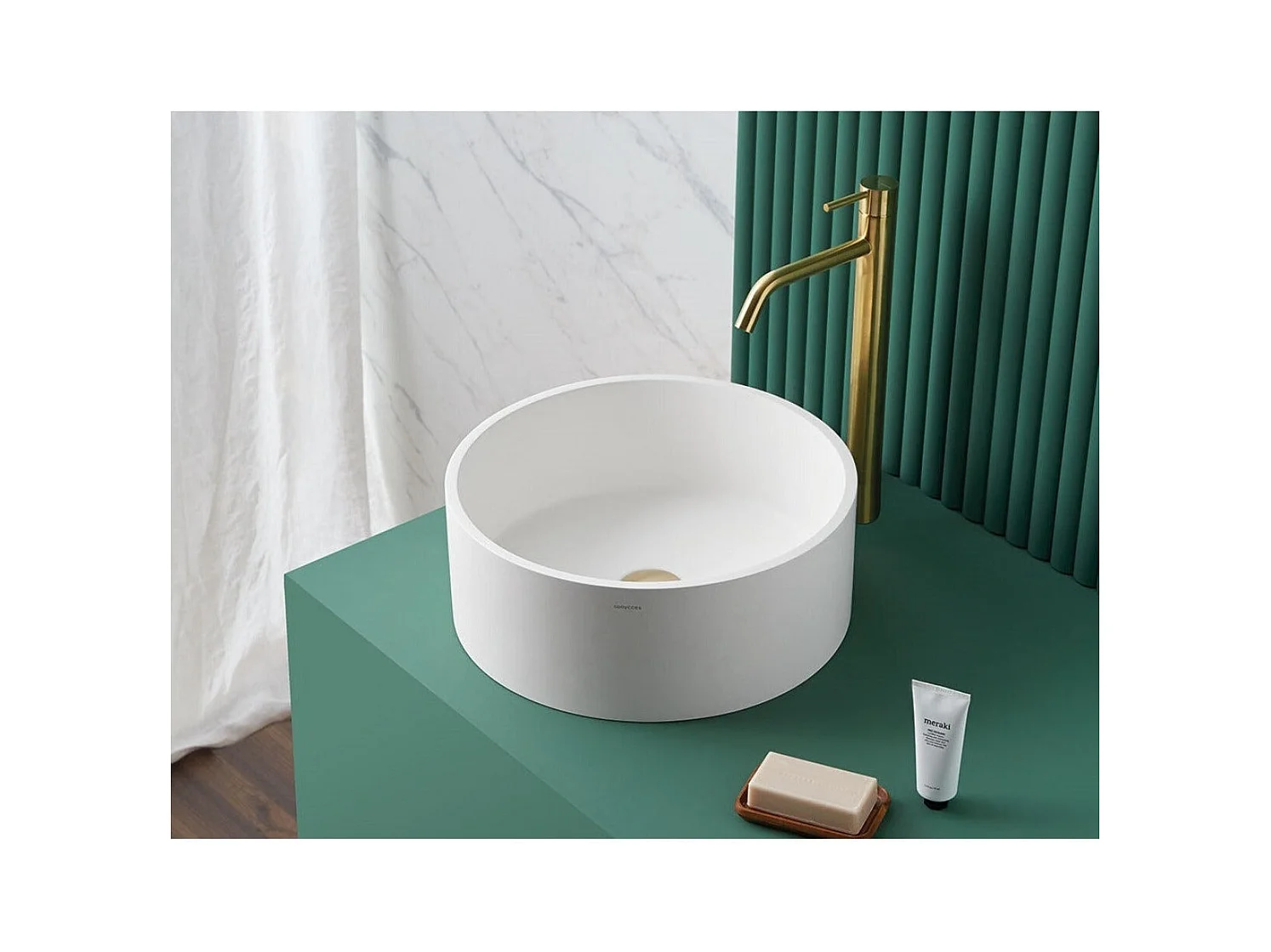 Lavabo redondo para encimera en Sanydur LUCENA  Ø40 cm