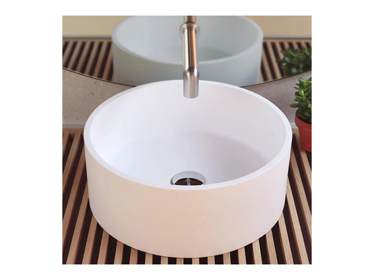 Lavabo redondo para encimera en Sanydur LUCENA  Ø40 cm