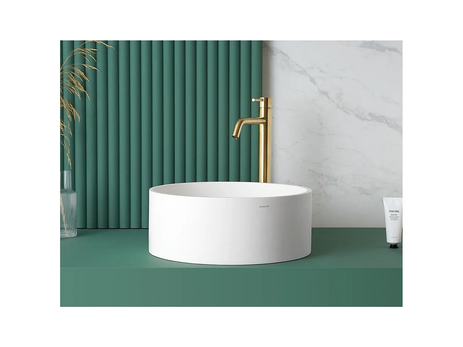 Lavabo redondo para encimera en Sanydur LUCENA  Ø40 cm