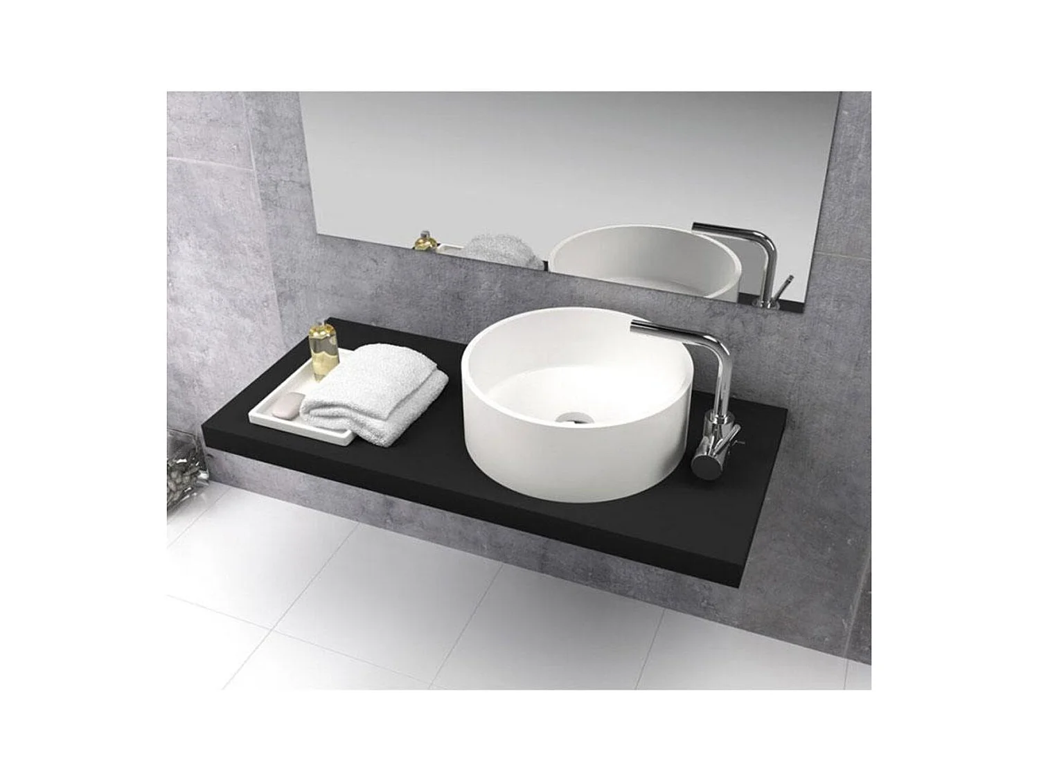 Lavabo redondo para encimera en Sanydur LUCENA  Ø40 cm