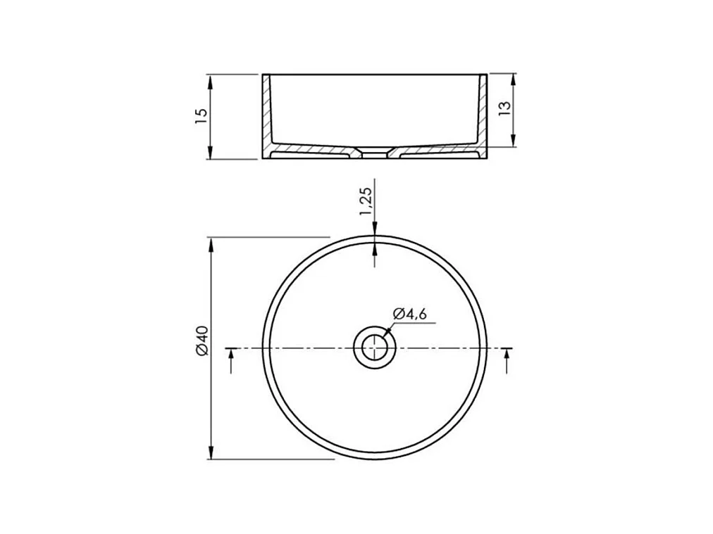 Lavabo redondo para encimera en Sanydur LUCENA  Ø40 cm