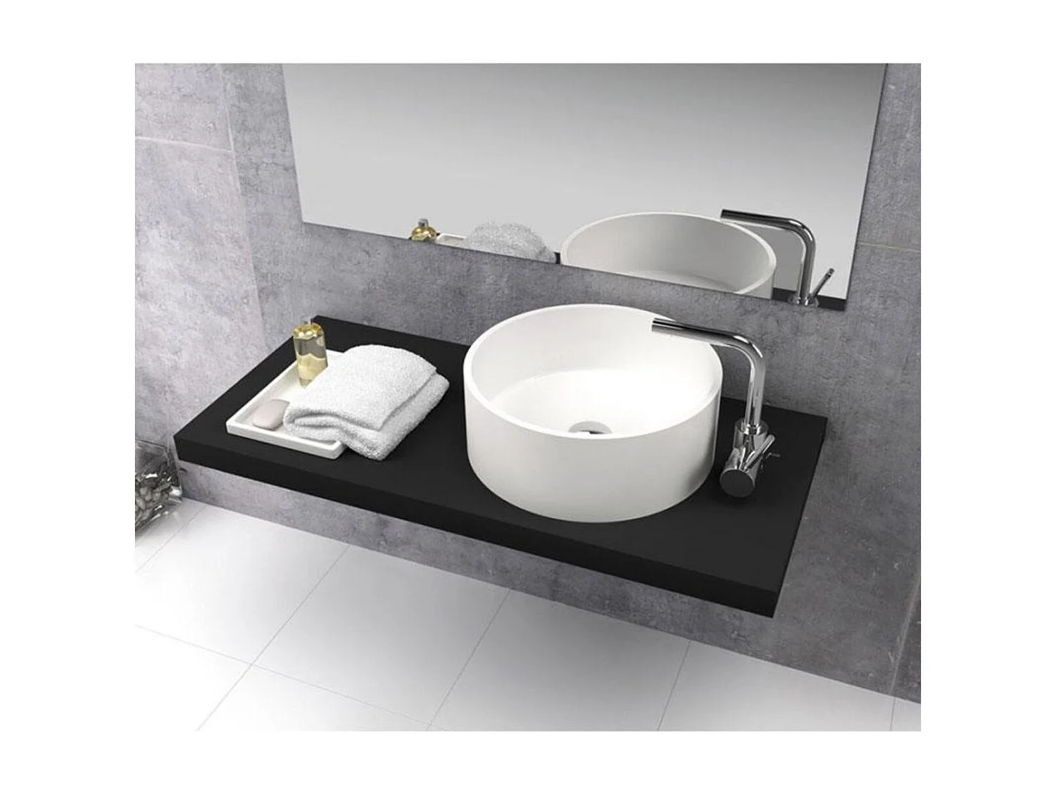 Rundes Aufsatzwaschbecken aus Sanydur LUCENA Ø40 cm