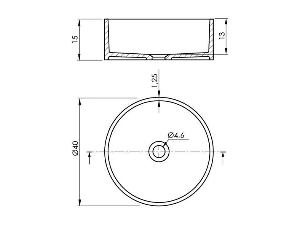 Rundes Aufsatzwaschbecken aus Sanydur LUCENA Ø40 cm