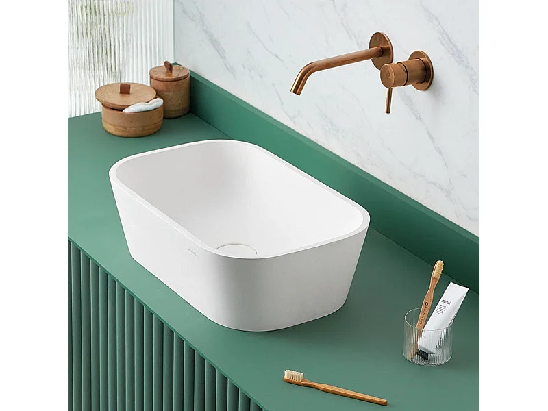 Lavabo rectangular para encimera en Solid Surface RUST