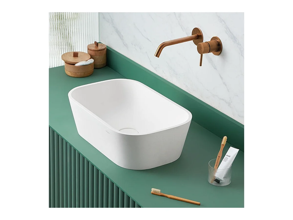 Lavabo rectangular para encimera en Solid Surface RUST