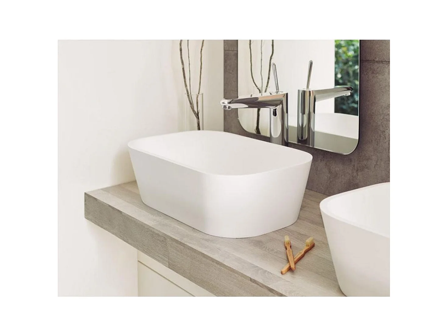 Lavabo rectangular para encimera en Solid Surface RUST