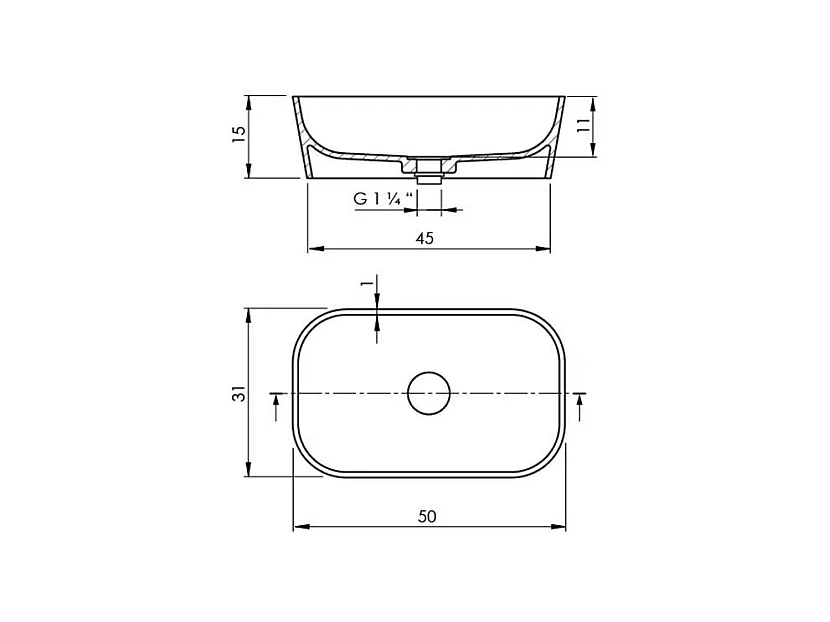 Lavabo rectangular para encimera en Solid Surface RUST